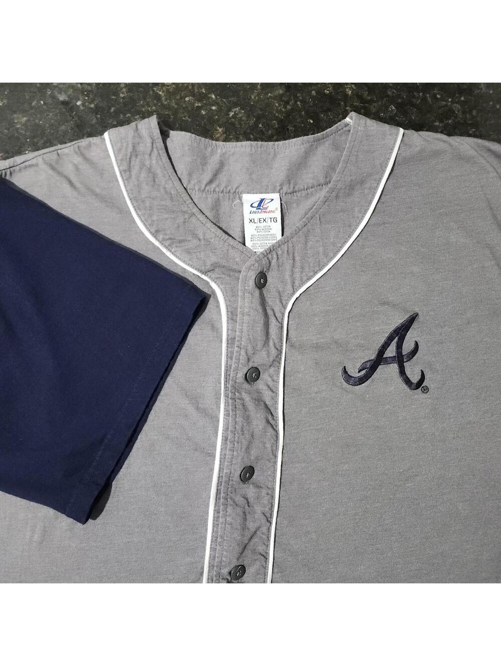 Vintage Logo Athletic Atlanta Braves Baseball Jersey MLB Embroidered Mens XL